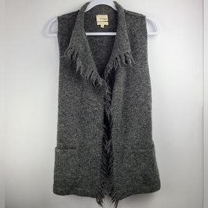 Wilfred Free Aritzia Fei Fei gray alpaca wool blend fringed vest  (PTP 17 in)